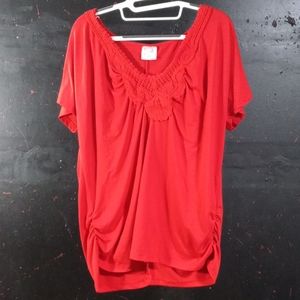 Dark orange tee with crochet neck